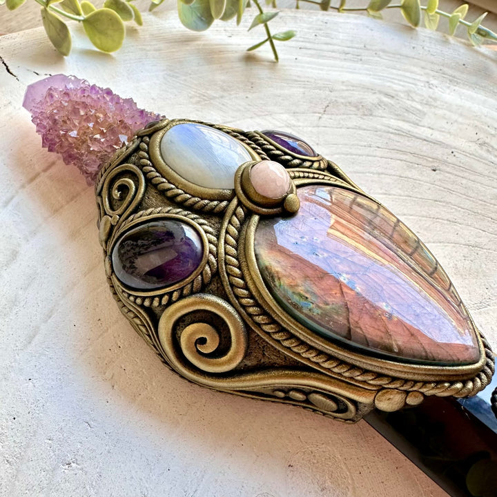 Natural crystal energy wand designed for meditation, rituals and spiritual practice.