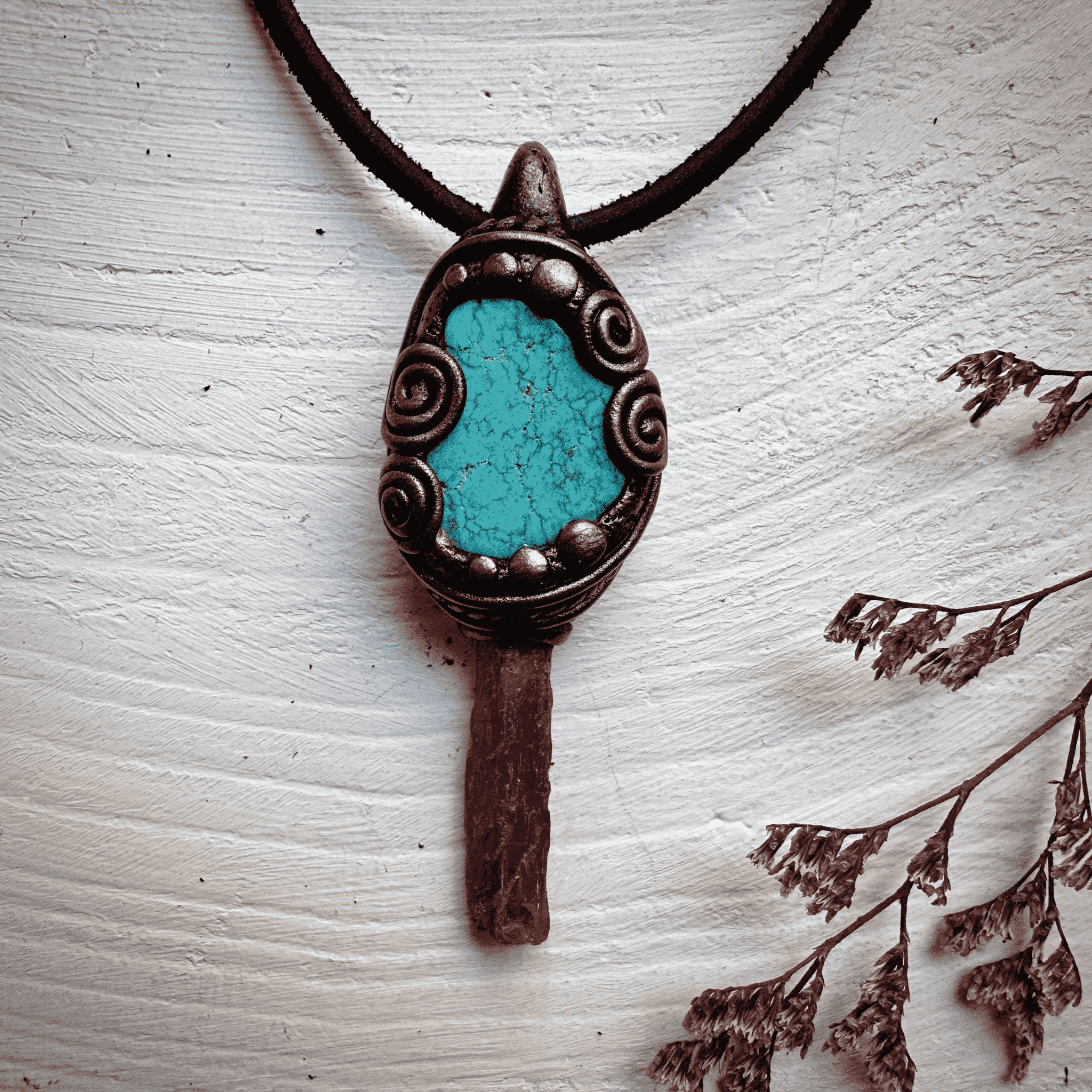 Orange Kyanite and Turquoise Necklace - FairyGardenGlow
