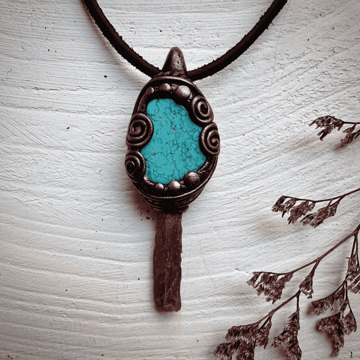 Orange Kyanite and Turquoise Necklace - FairyGardenGlow