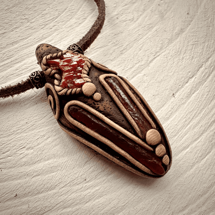Orange Kyanite and Vanadinite Pendant Necklace - FairyGardenGlow