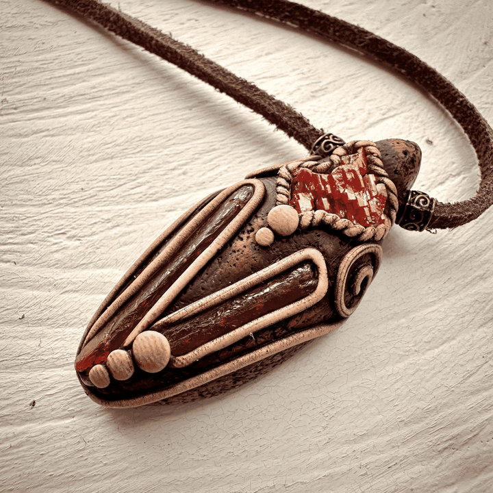 Orange Kyanite and Vanadinite Pendant Necklace - FairyGardenGlow