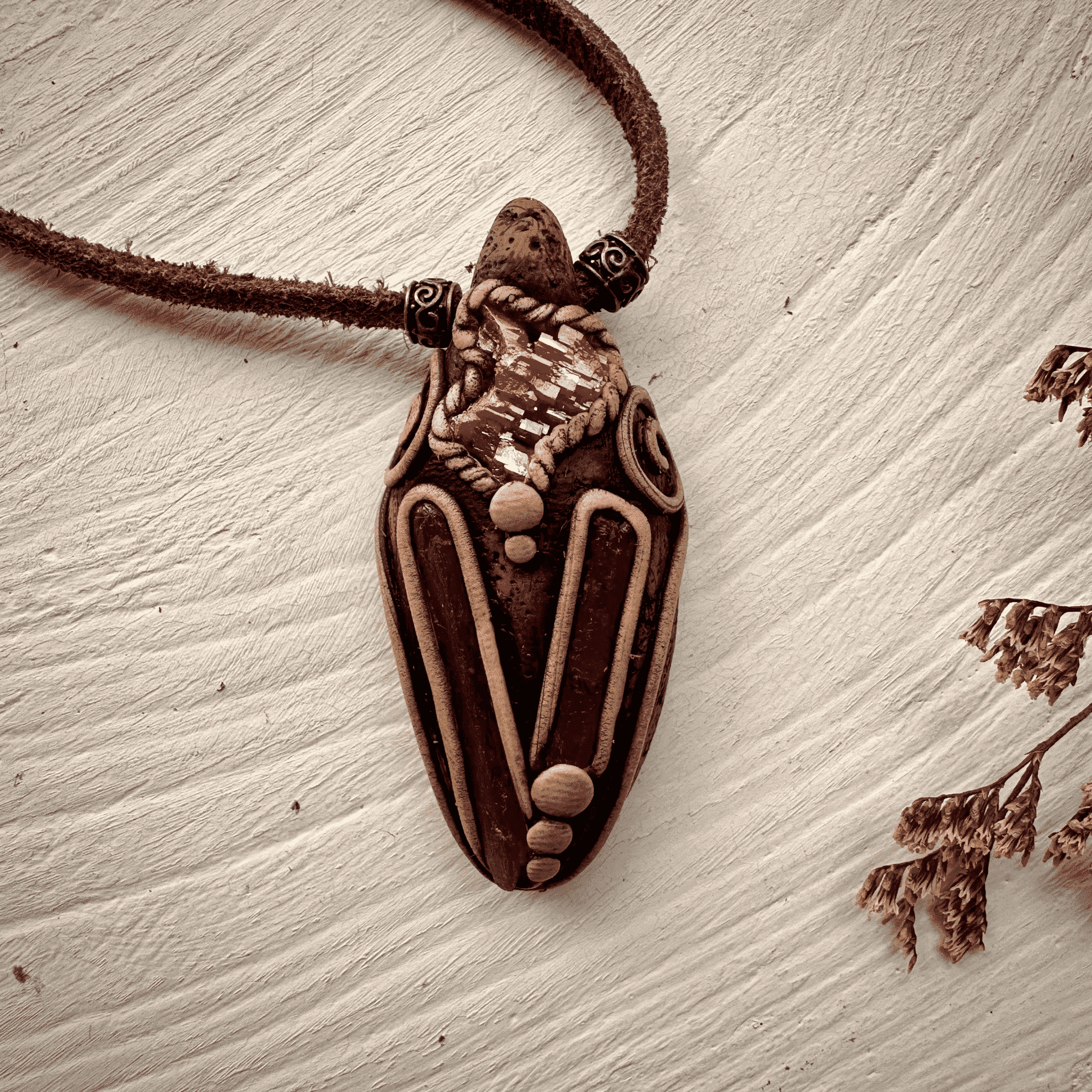 Orange Kyanite and Vanadinite Pendant Necklace - FairyGardenGlow