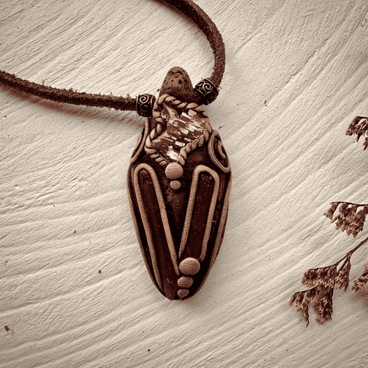 Orange Kyanite and Vanadinite Pendant Necklace - FairyGardenGlow