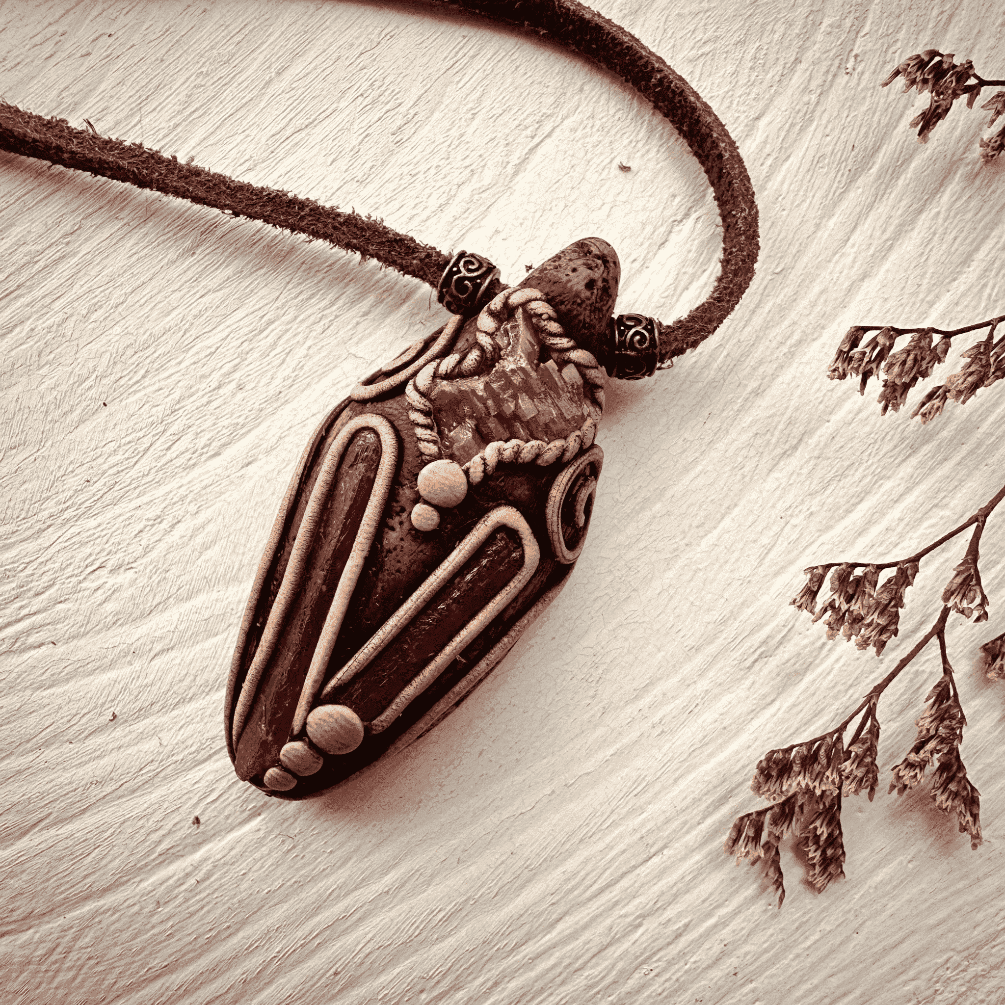 Orange Kyanite and Vanadinite Pendant Necklace - FairyGardenGlow