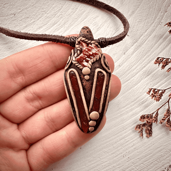 Orange Kyanite and Vanadinite Pendant Necklace - FairyGardenGlow
