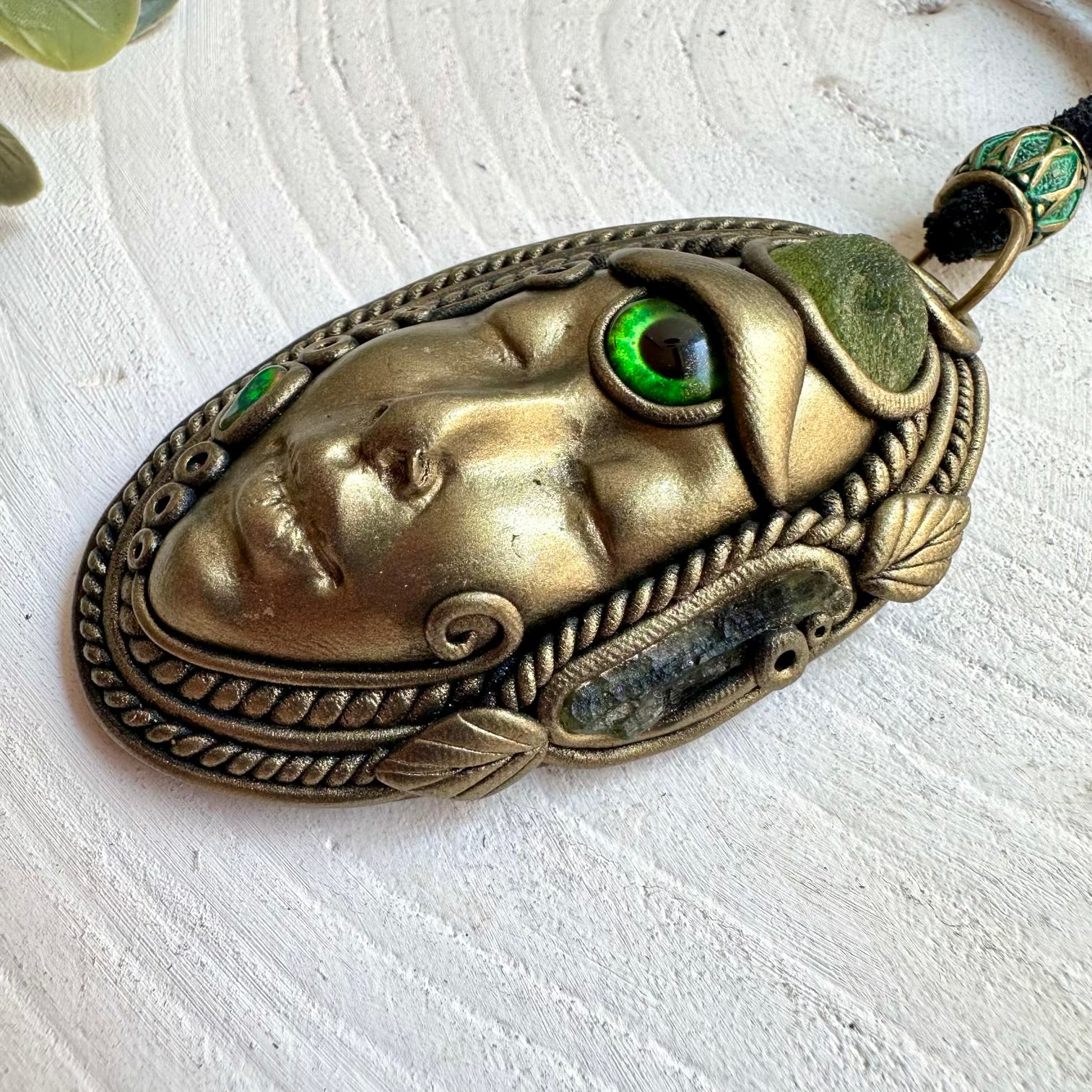 One of a kind handmade necklace featuring Peridot, Moldavite and Black Ethiopian Opal.