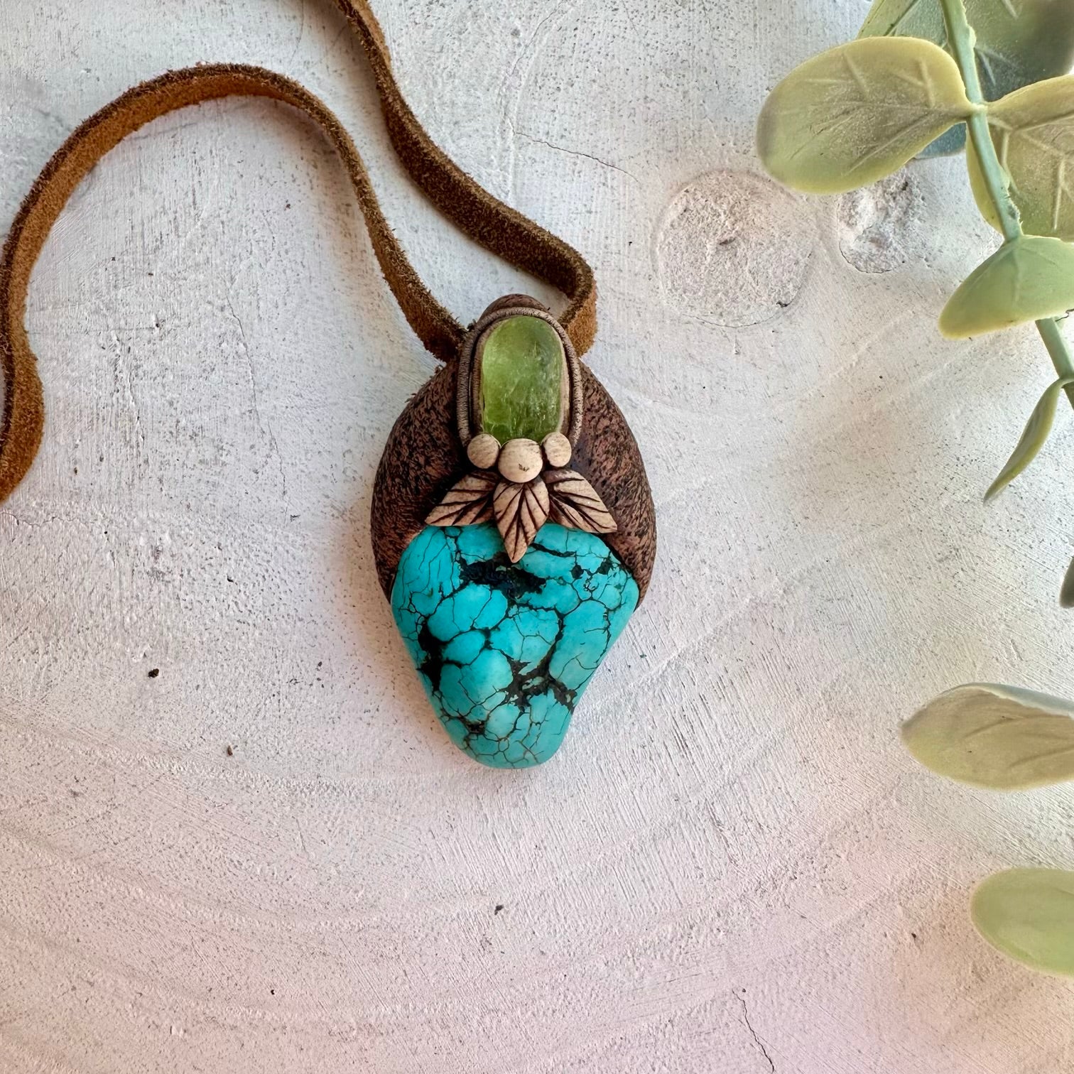 Healing crystal jewelry featuring Turquoise and Peridot