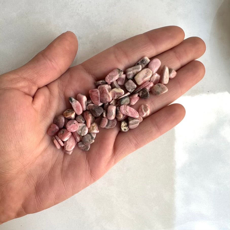 Rhodochrosite Chips – Small Polished Pink Gemstones for Love, Joy & Emotional Healing (Lot for Jewelry Making & Crystal Grids) - FairyGardenGlow