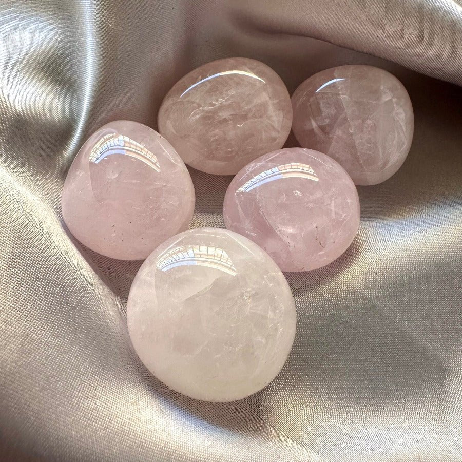 Rose Quartz Polished Stone – Natural Pink Healing Crystal for Love, Peace & Emotional Balance (1 or 5 Pieces Set) - FairyGardenGlow