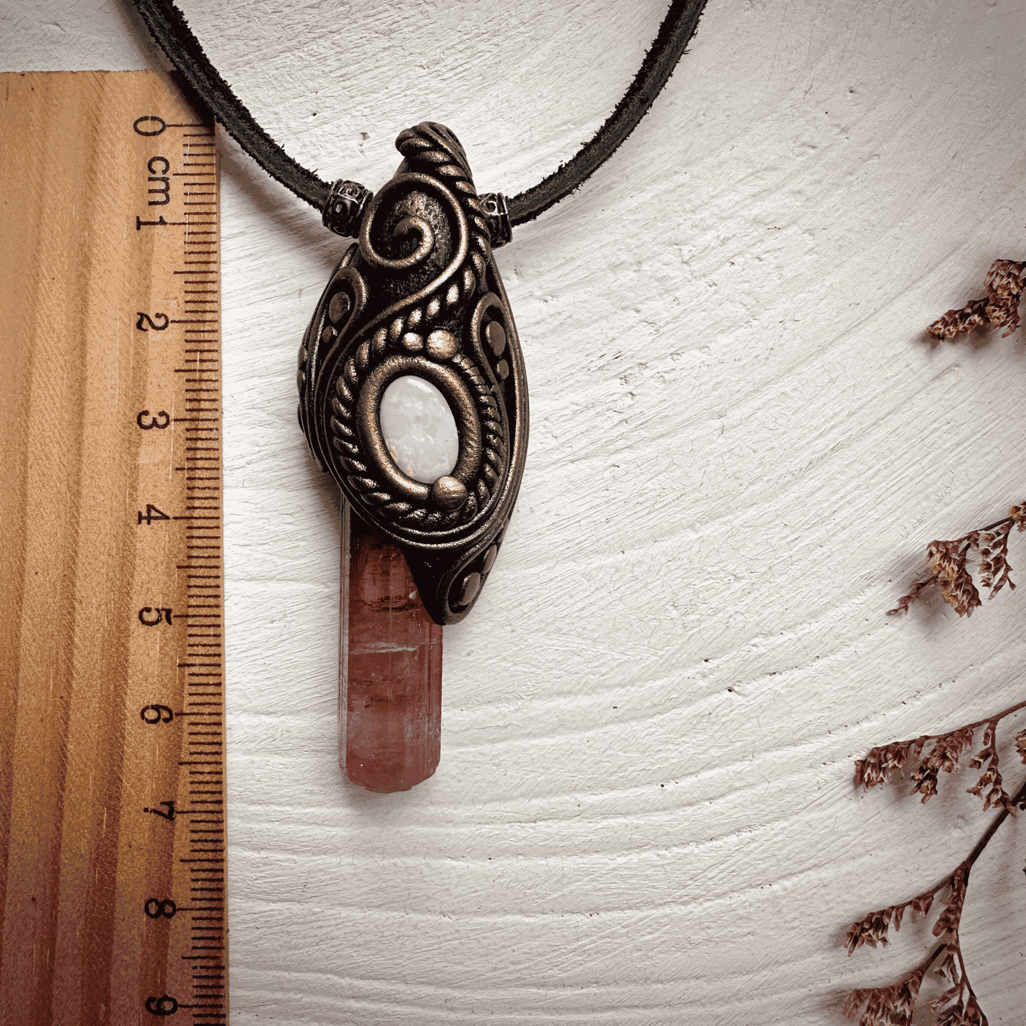 Pink Tourmaline and Australian Opal Necklace - FairyGardenGlow