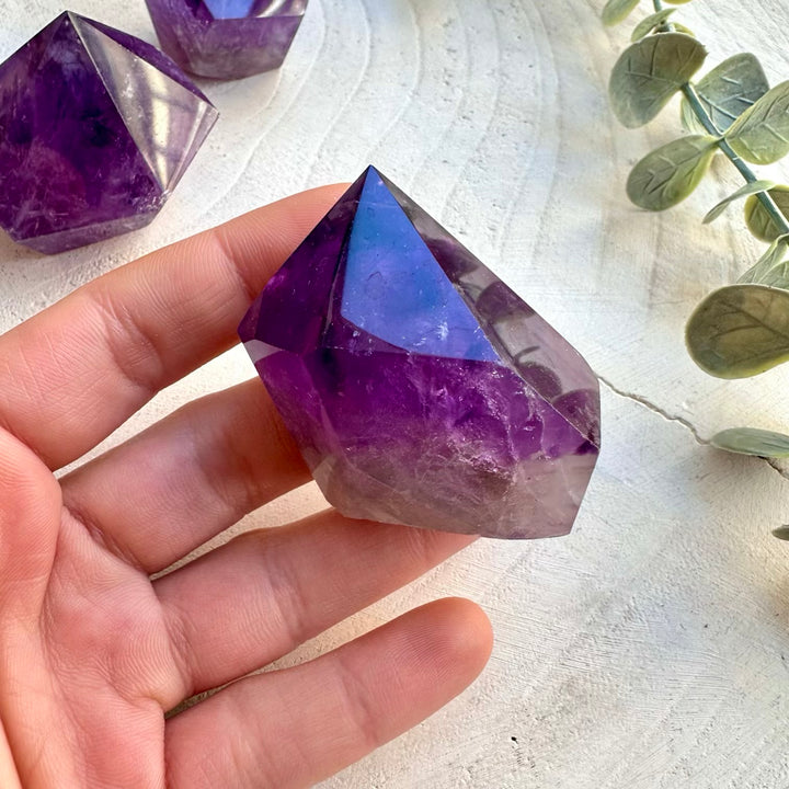 Polished amethyst crystal point collector specimen