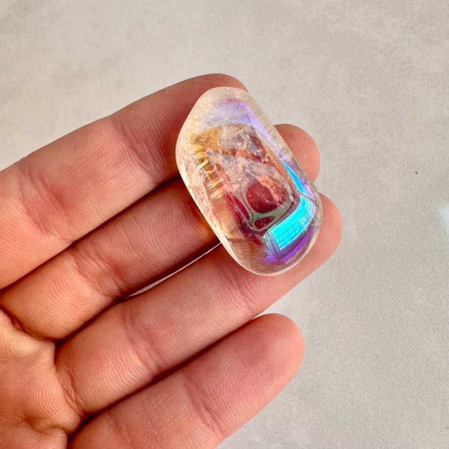 Angel Aura Quartz Polished Crystal – Natural Healing Gemstone for Peace & Joy (1 or 5 Pieces) - FairyGardenGlow