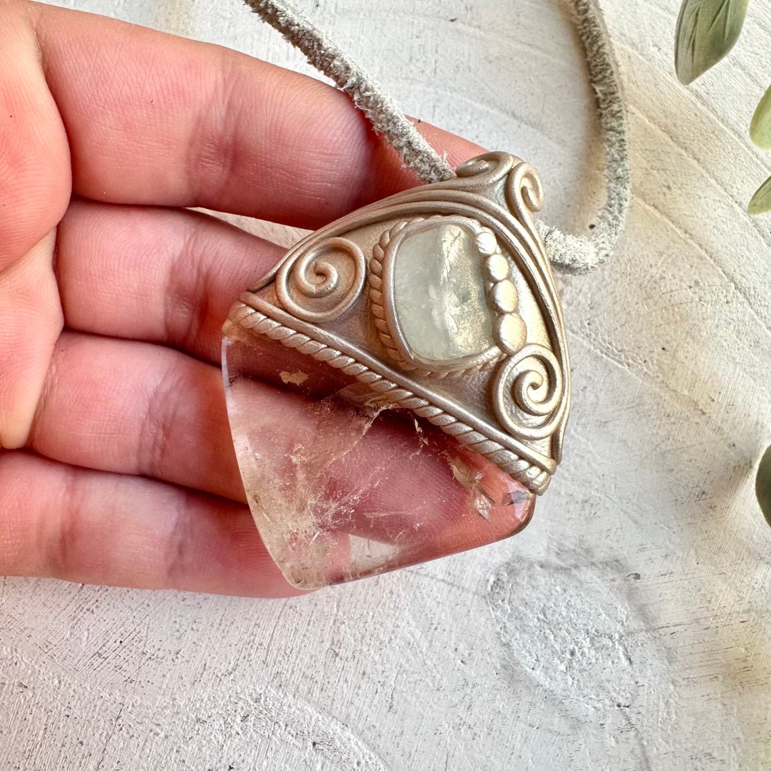 Boho jewelry protection amulet crystal necklace with golden and blue gemstones