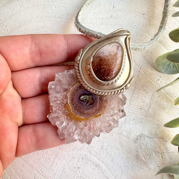 Fantasy jewelry crystal necklace mystical grounding energy piece