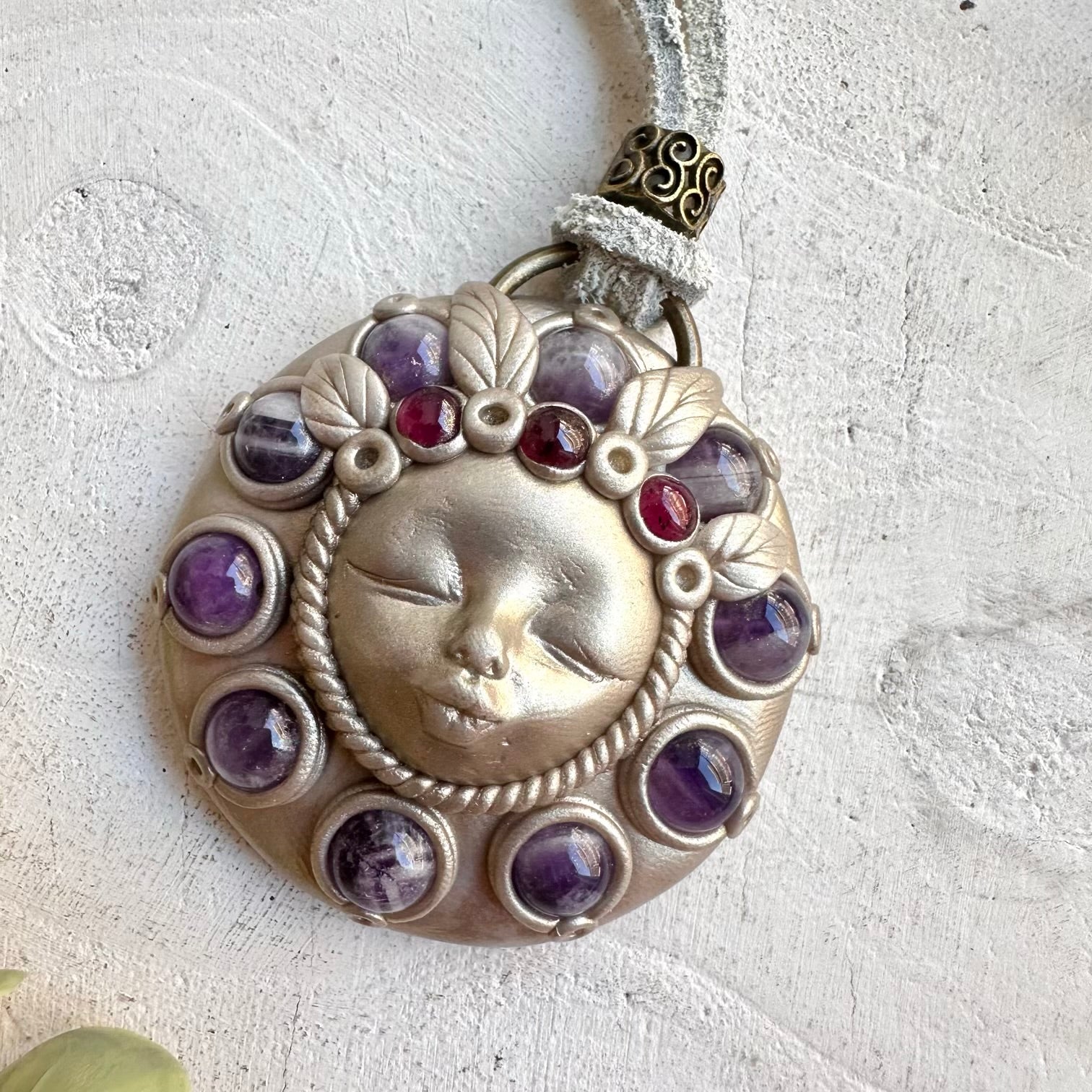 Boho jewelry protection amulet goddess healing crystal necklace