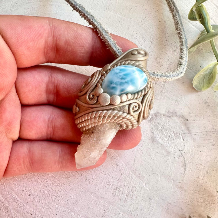 One of a kind crystal necklace handmade spiritual gemstone pendant