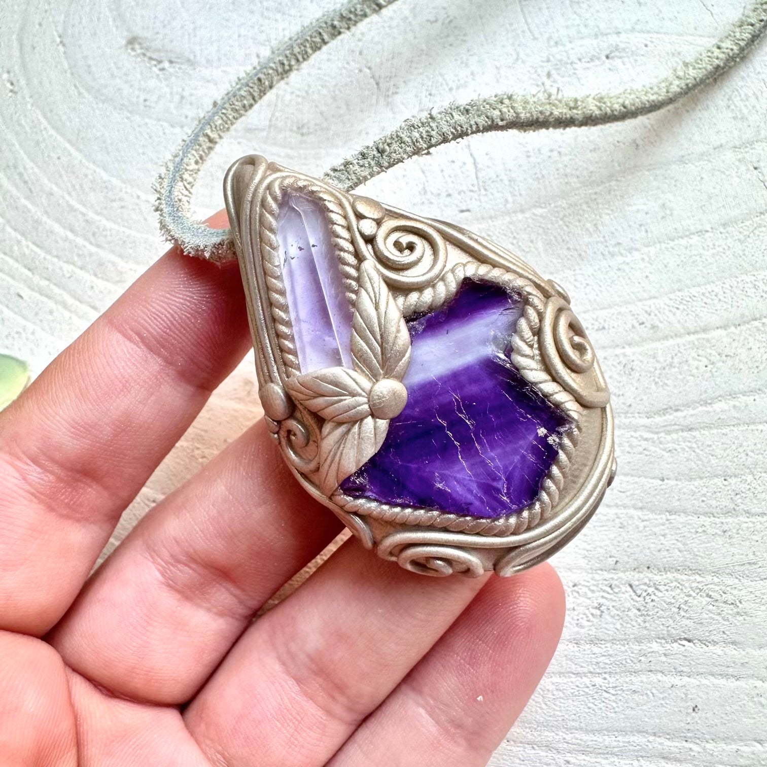 Spiritual crystal necklace boho talisman for intuition and mental clarity
