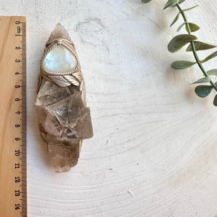 Spiritual crystal wand talisman for intuition and transformation with healing stones