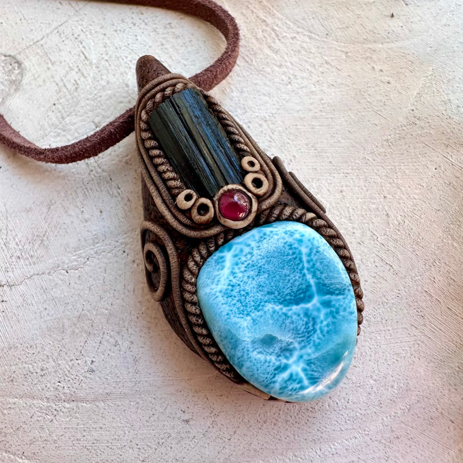 One of a kind crystal pendant necklace for protection and emotional balance