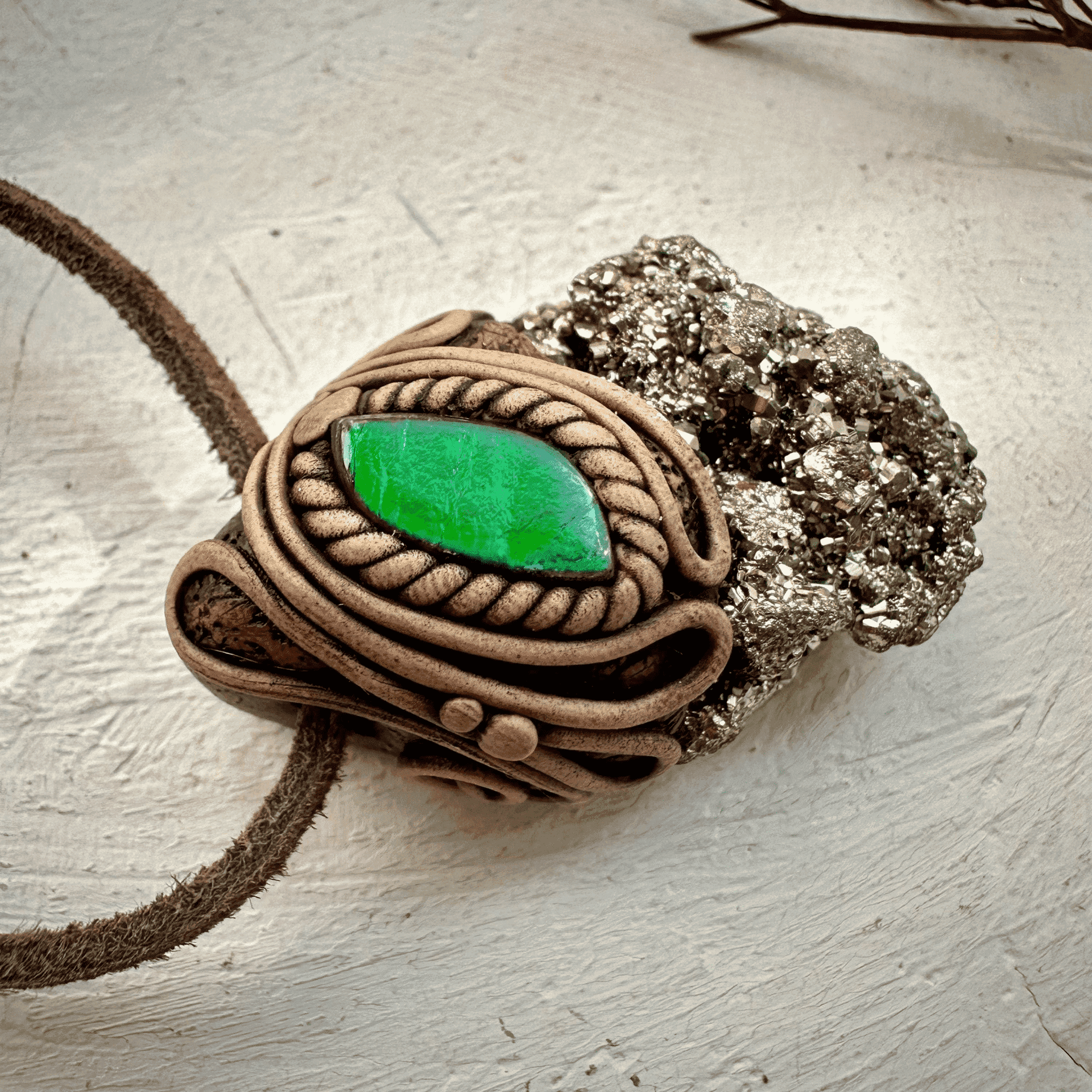 Pyrite and Ammolite Necklace - FairyGardenGlow