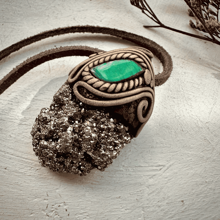 Pyrite and Ammolite Necklace - FairyGardenGlow