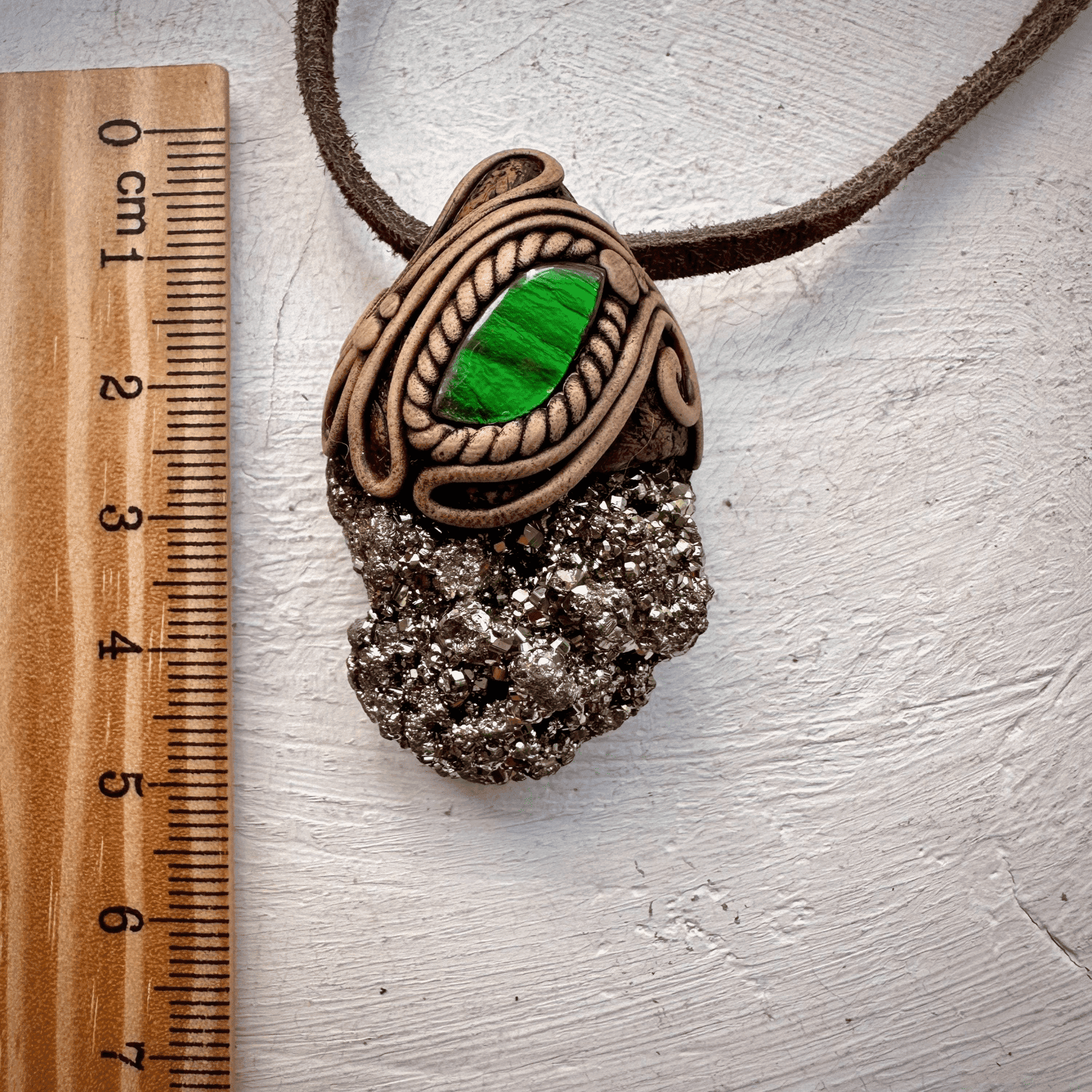 Pyrite and Ammolite Necklace - FairyGardenGlow