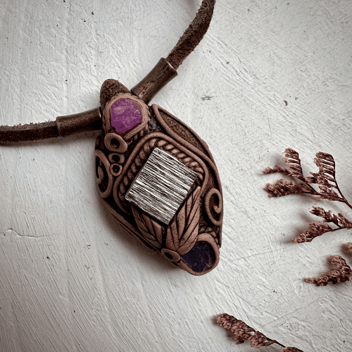 Pyrite Ruby and Tanzanite Necklace - FairyGardenGlow