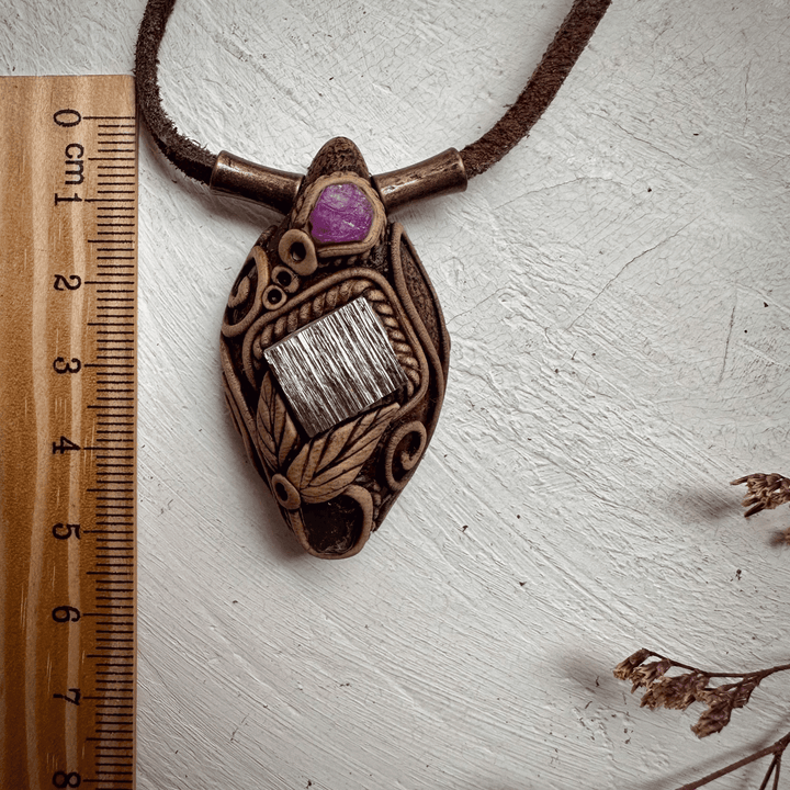 Pyrite Ruby and Tanzanite Necklace - FairyGardenGlow