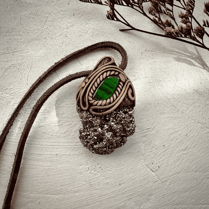 Pyrite and Ammolite Necklace - FairyGardenGlow