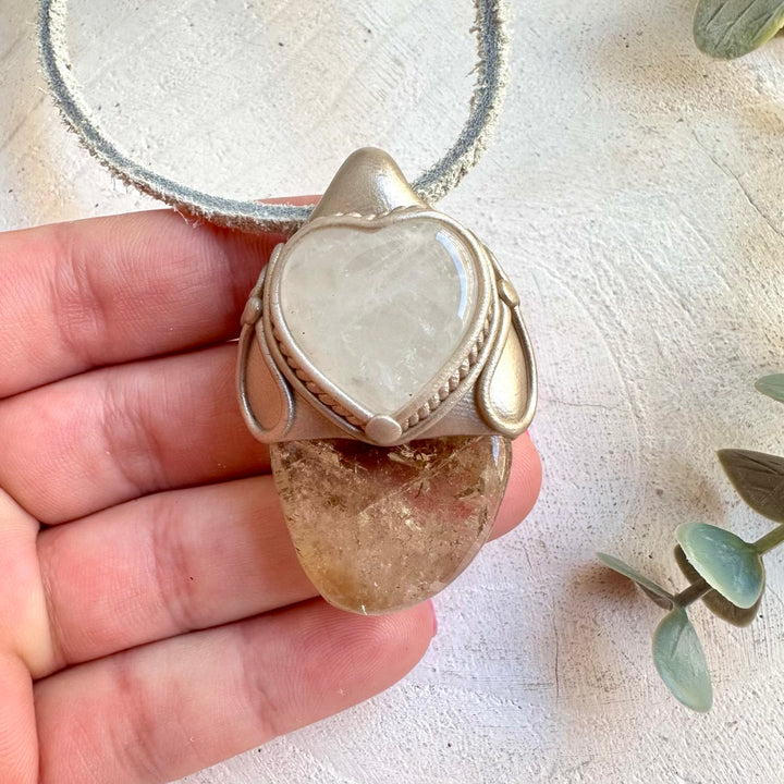 Handmade gemstone pendant necklace for manifestation and clarity