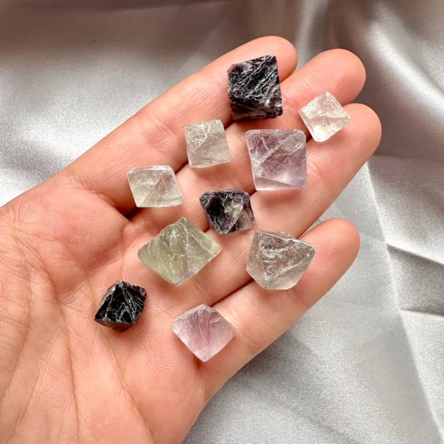 Rainbow Fluorite Raw Crystal – Natural Hexagonal Fluorite Stones for Focus, Protection & Energy Balance (5 or 10 Pieces Set) - FairyGardenGlow