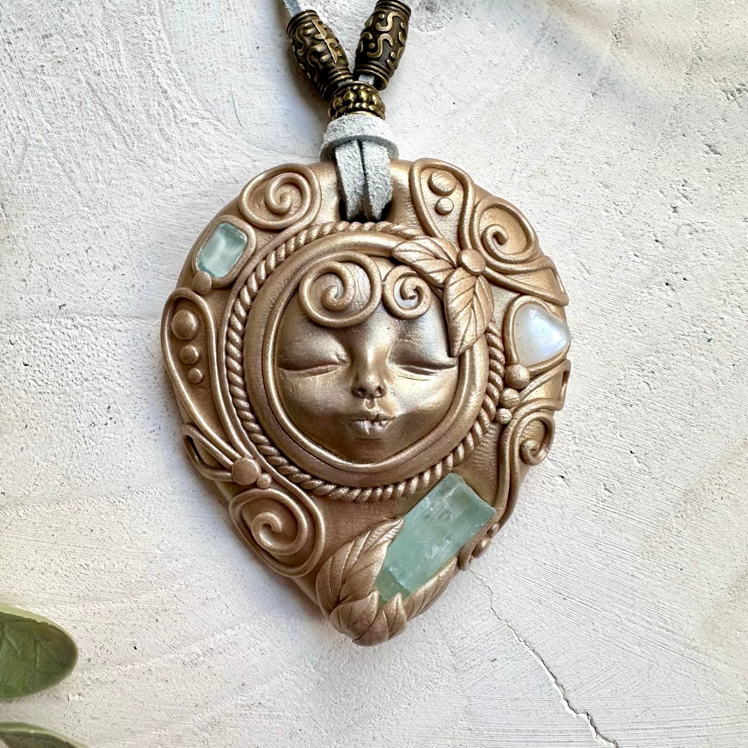 Unique rainbow moonstone heart crystal pendant fairy goddess necklace