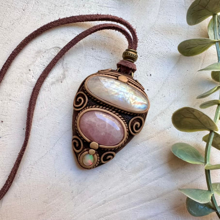 Crystal pendant necklace designed for love intuition and gentle energy