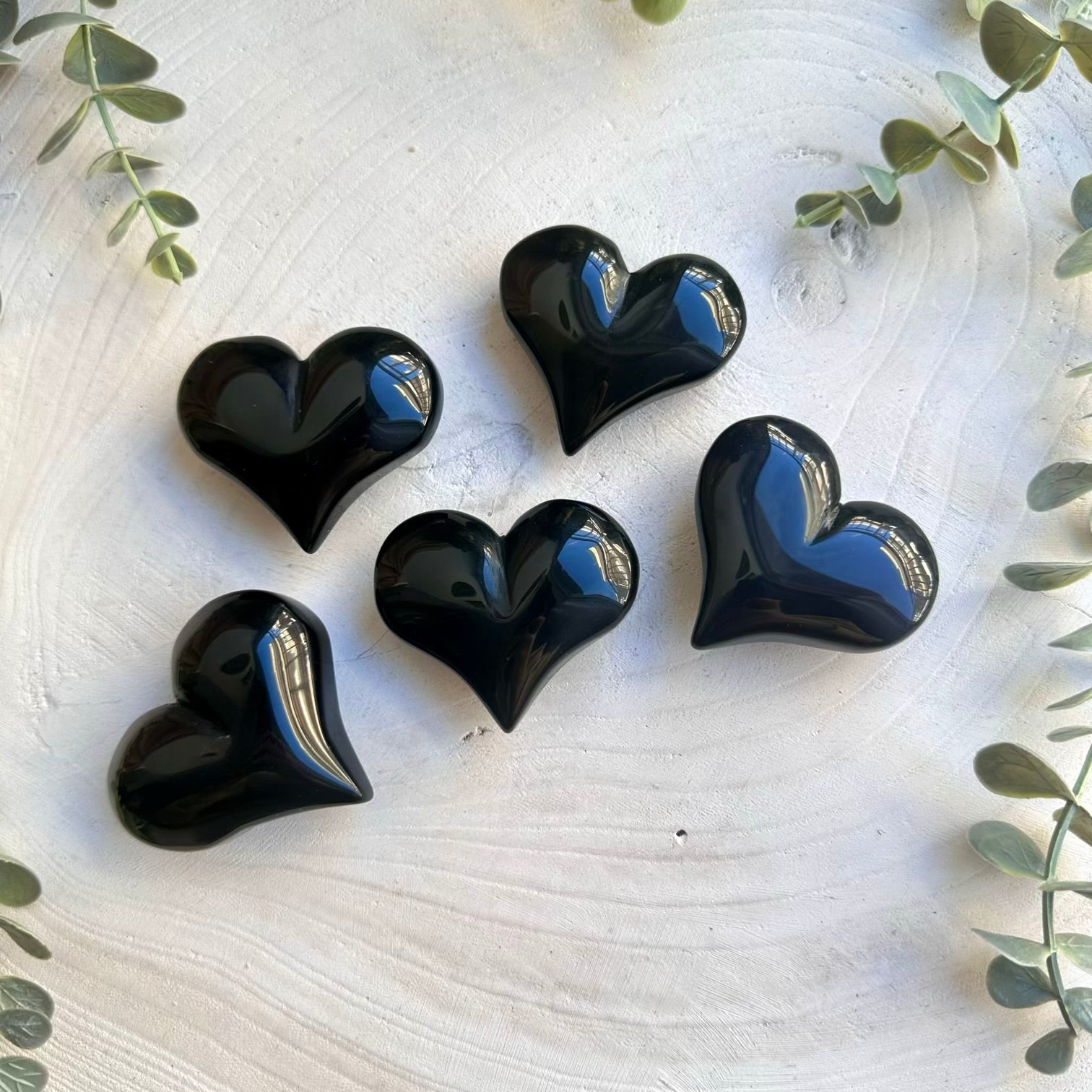 Natural rainbow obsidian heart crystal