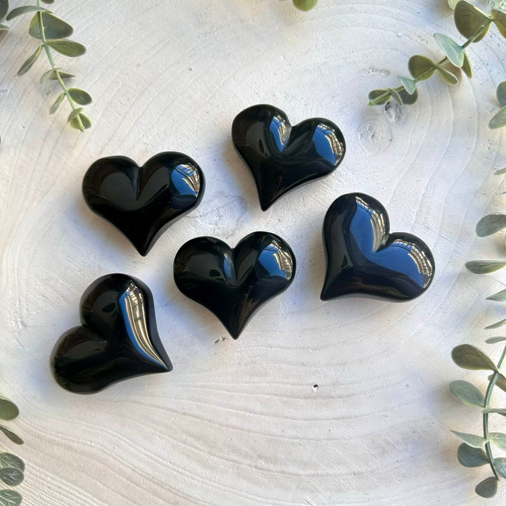 Natural rainbow obsidian heart crystal