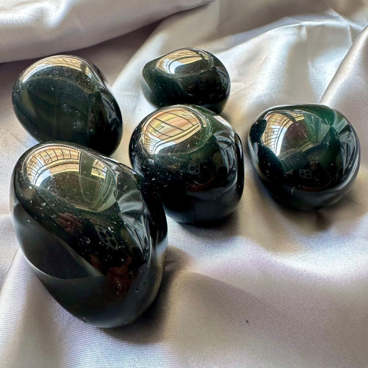 Rainbow Obsidian – Natural Polished Protective Stone for Grounding, Emotional Healing & Energy Balance (1 or 5 Pieces Set) - FairyGardenGlow