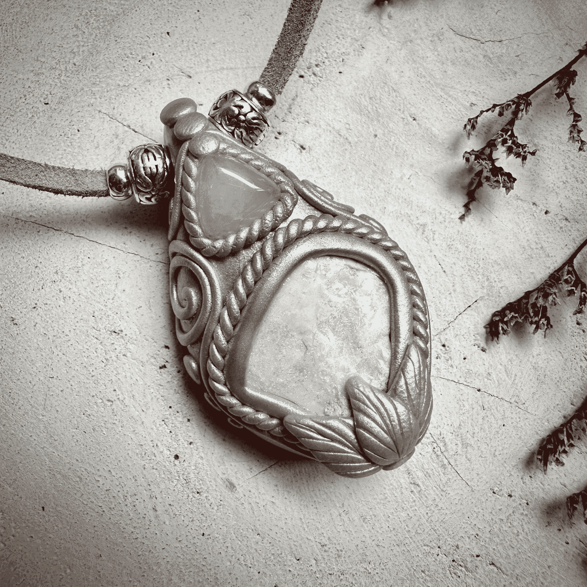 Raw Australian Opal and Rose Quartz Necklace - FairyGardenGlow
