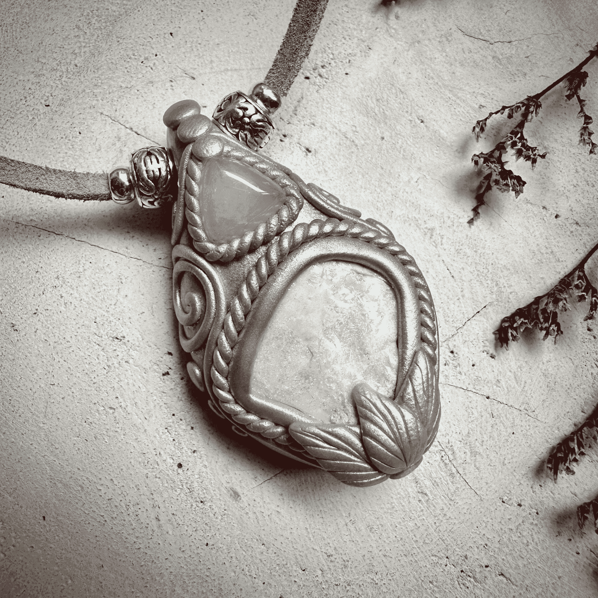 Raw Australian Opal and Rose Quartz Necklace - FairyGardenGlow