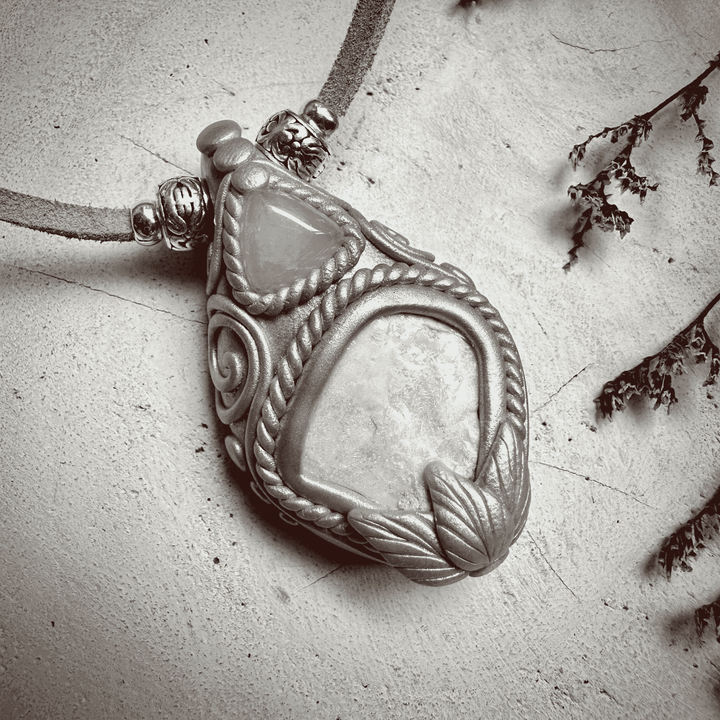 Raw Australian Opal and Rose Quartz Necklace - FairyGardenGlow