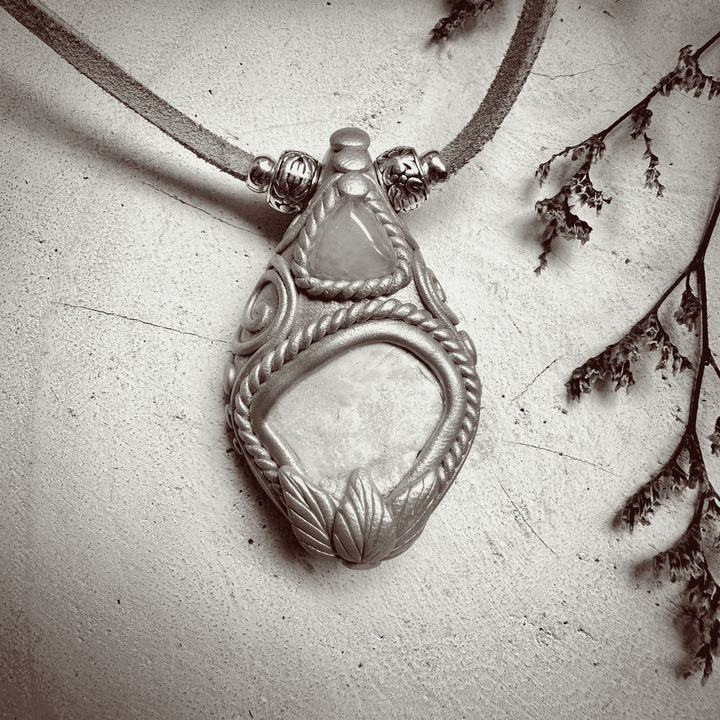 Raw Australian Opal and Rose Quartz Necklace - FairyGardenGlow