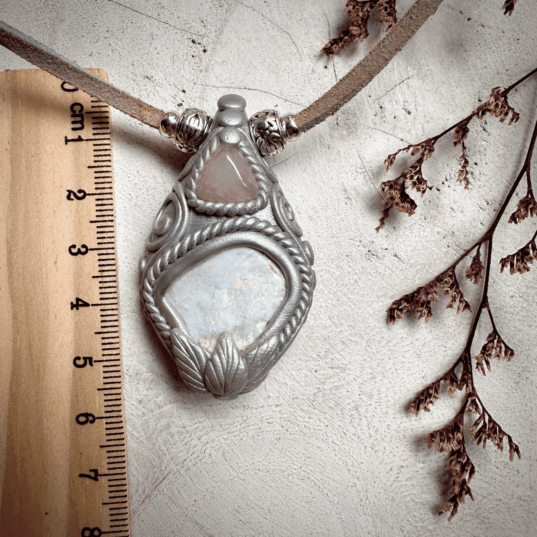 Raw Australian Opal and Rose Quartz Necklace - FairyGardenGlow