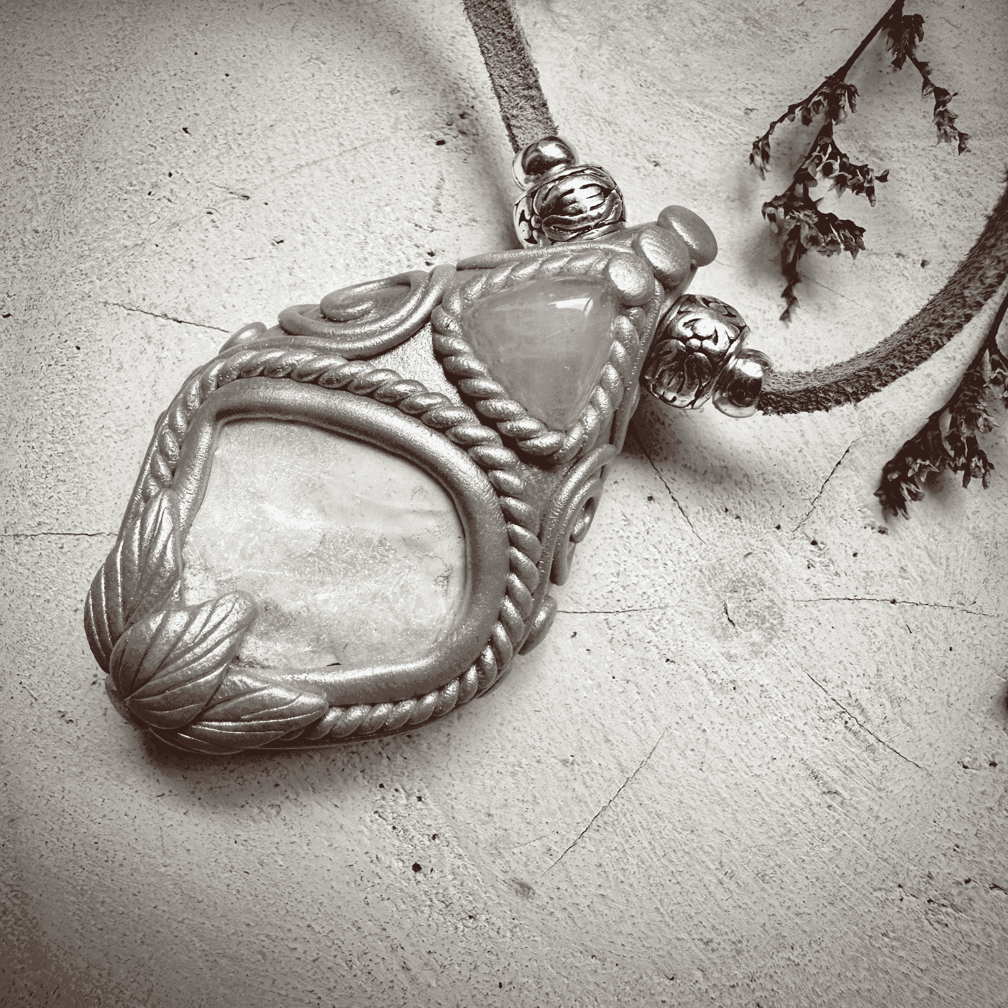 Raw Australian Opal and Rose Quartz Necklace - FairyGardenGlow