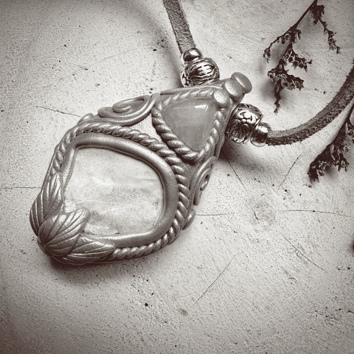 Raw Australian Opal and Rose Quartz Necklace - FairyGardenGlow
