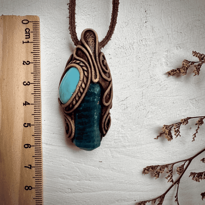 Raw Blue Apatite and Larimar Necklace - FairyGardenGlow