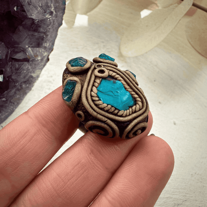 Raw Chrysocolla and Blue Apatite Ring - FairyGardenGlow