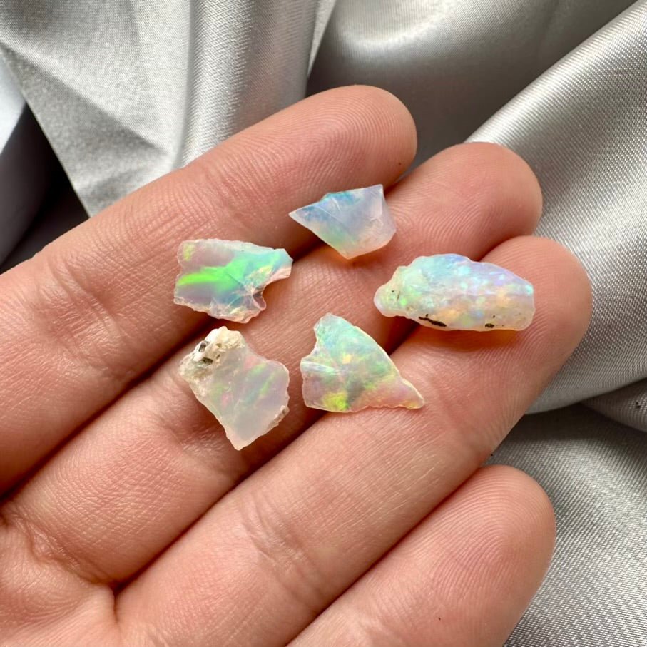 Raw Ethiopian Opal – Natural Gemstone 8–11 mm (1 or 5 Pieces Set) for Jewelry Making & Energy Healing - FairyGardenGlow