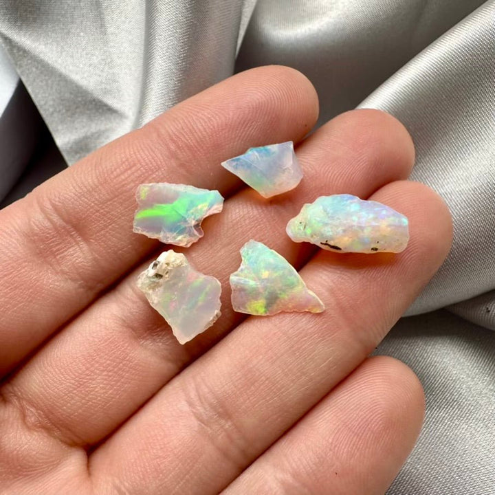 Raw Ethiopian Opal – Natural Gemstone 8–11 mm (1 or 5 Pieces Set) for Jewelry Making & Energy Healing - FairyGardenGlow