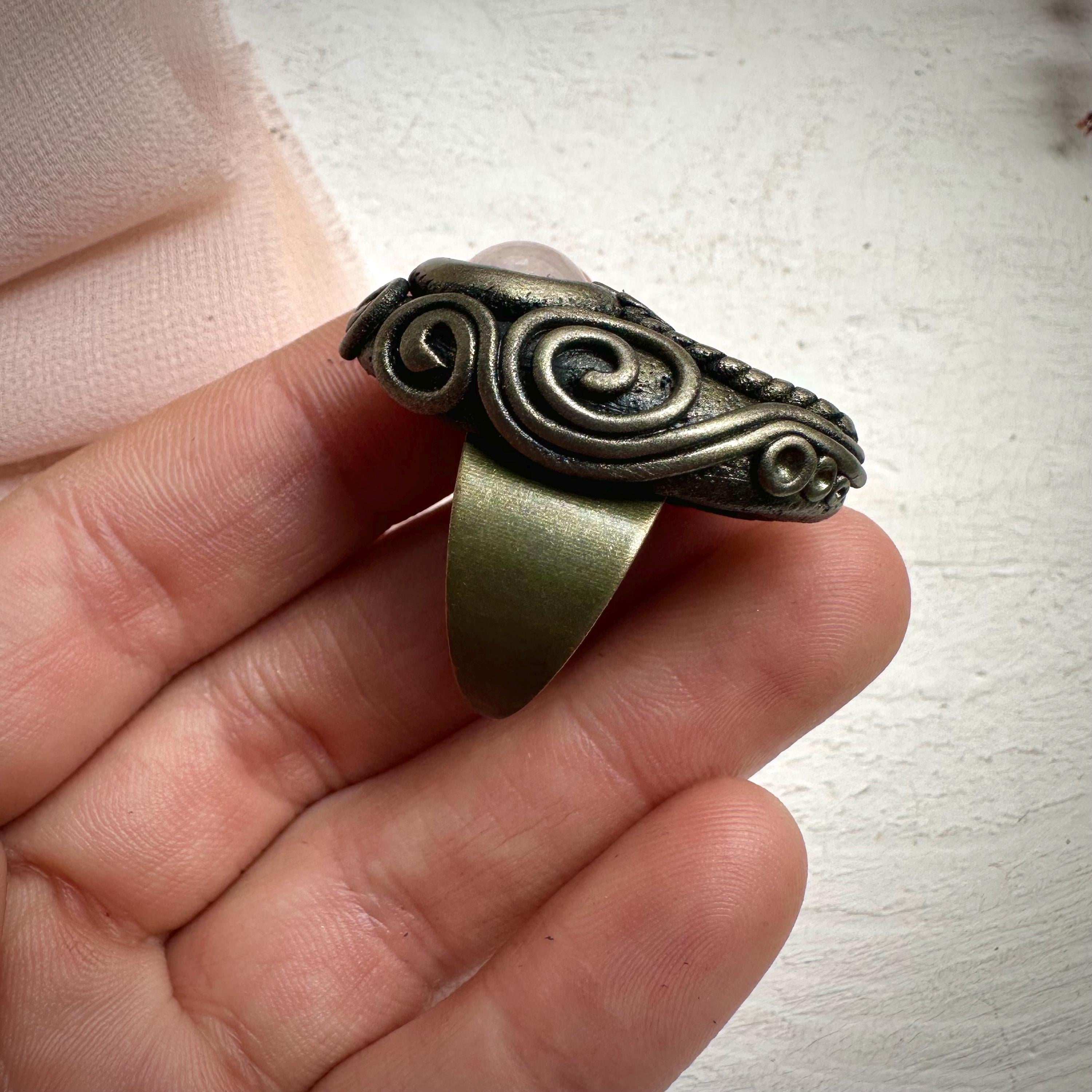 Raw Opal and Morganite Ring - FairyGardenGlow