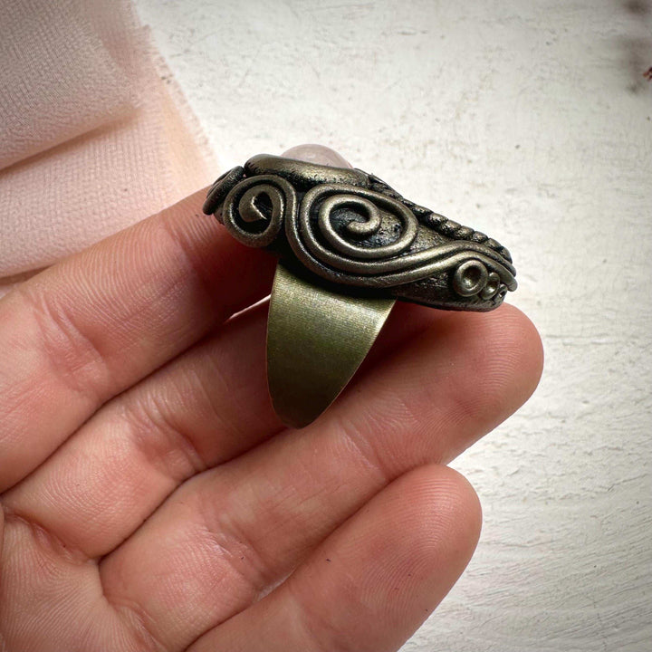 Raw Opal and Morganite Ring - FairyGardenGlow