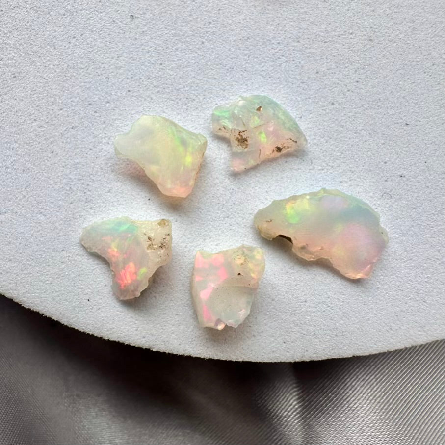 Raw Ethiopian Opal – Natural Gemstone 8–11 mm (1 or 5 Pieces Set) for Jewelry Making & Energy Healing - FairyGardenGlow